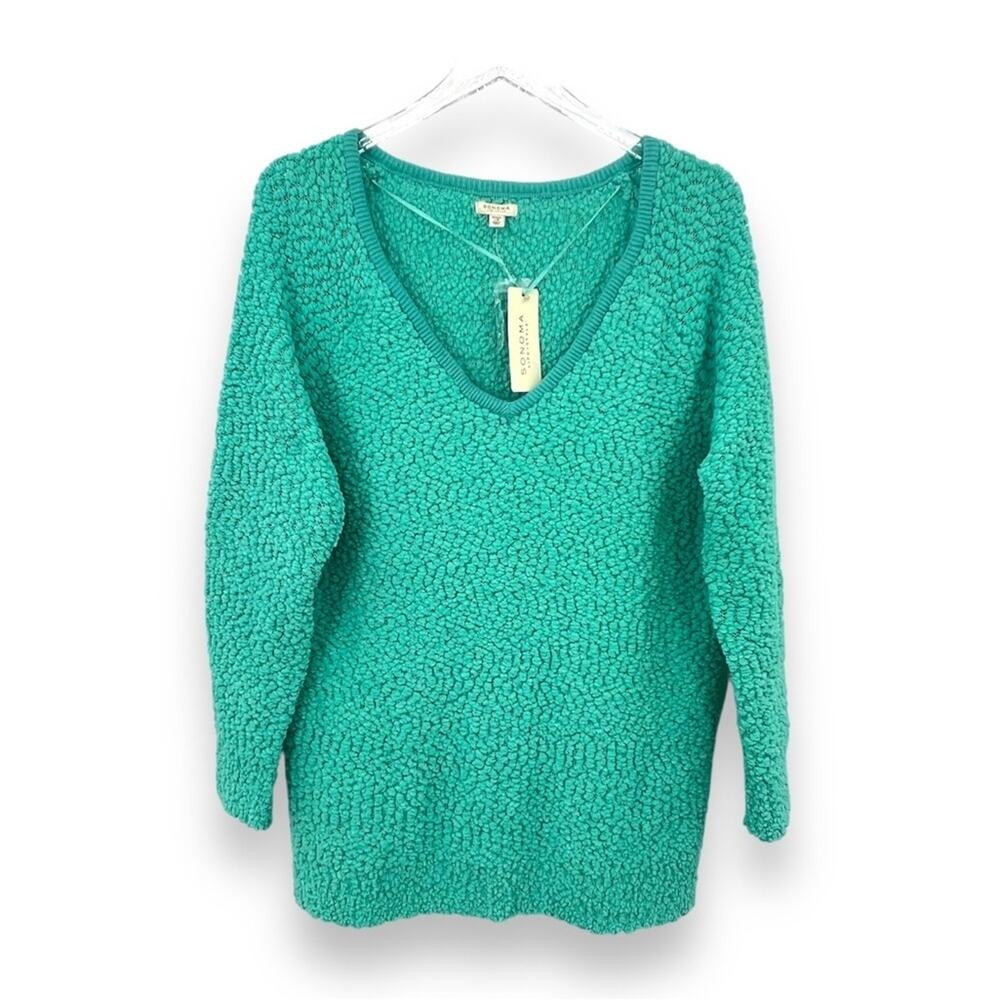 Sonoma sweater 1X cozy Teddy Bear popcorn knit V neck pullover long sleeve